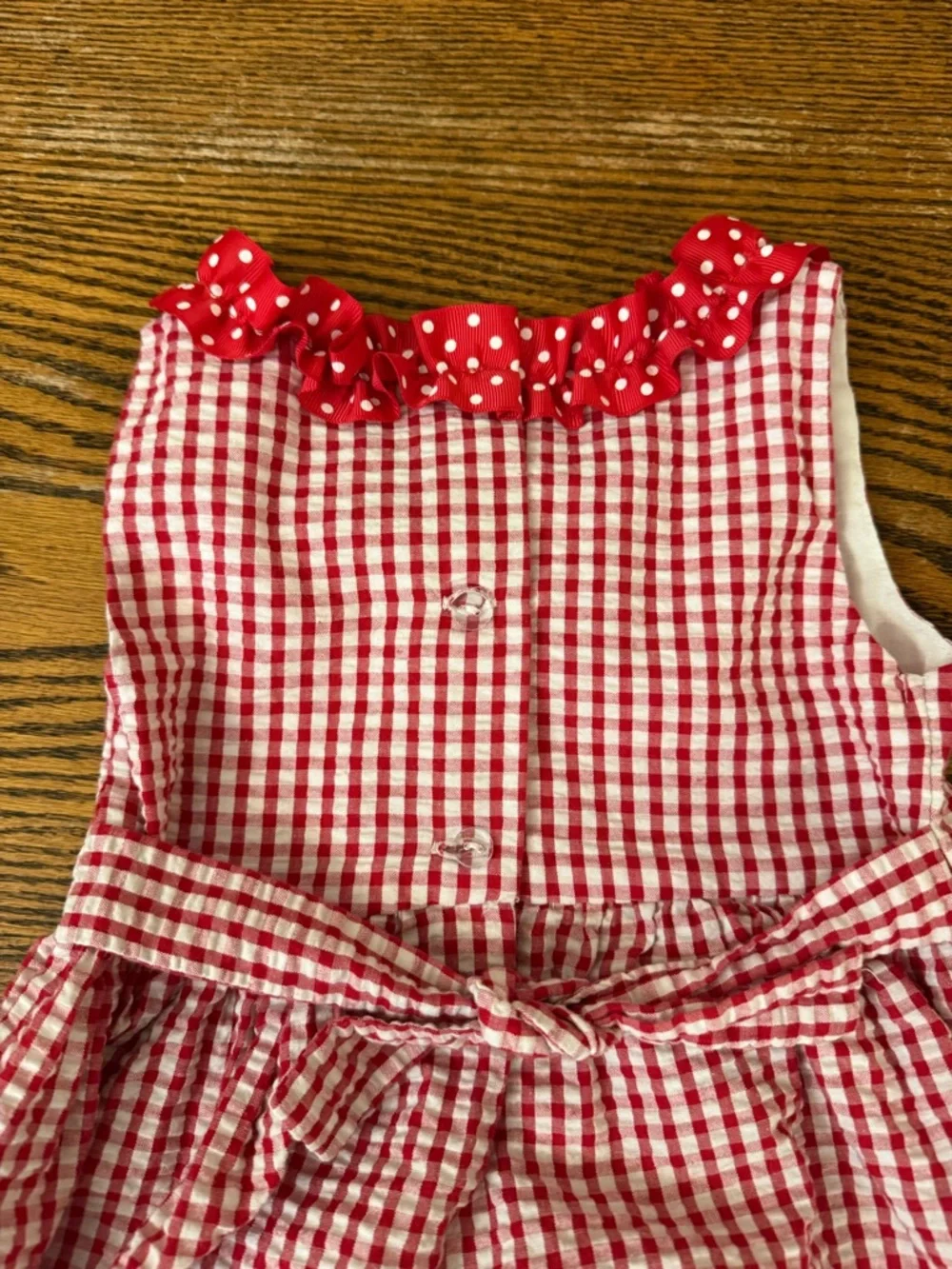 Emily Rose Toddler 4T Gingham Watermelon Appliqué Seersucker Dress Red White